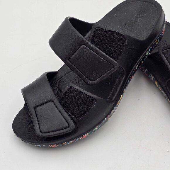 Alegria Recover Me Fruit Punch Slip On Slide Sandals Sz 37/US 7 Black Floral - Picture 9 of 12